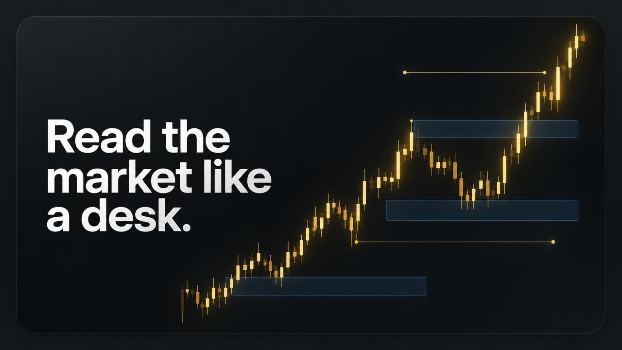 Gold candlestick chart with marked zones